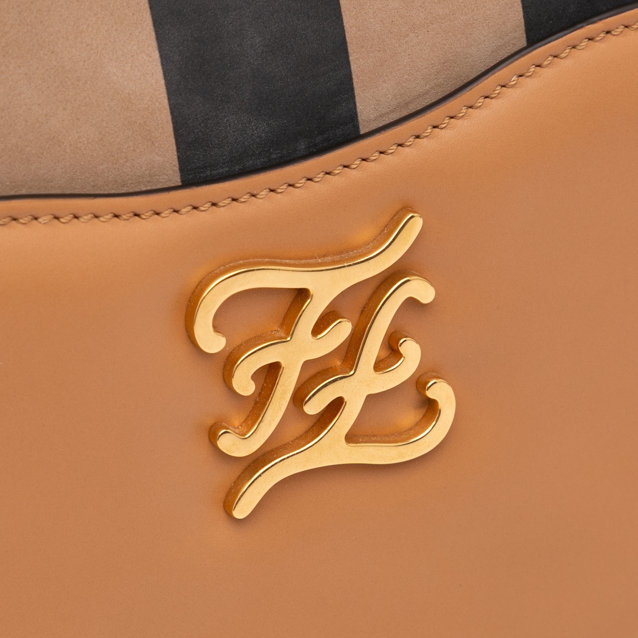 Fendi Calfskin Vitello King Nubuck Pequin Karligraphy Pocket Shoulder Bag Bruin