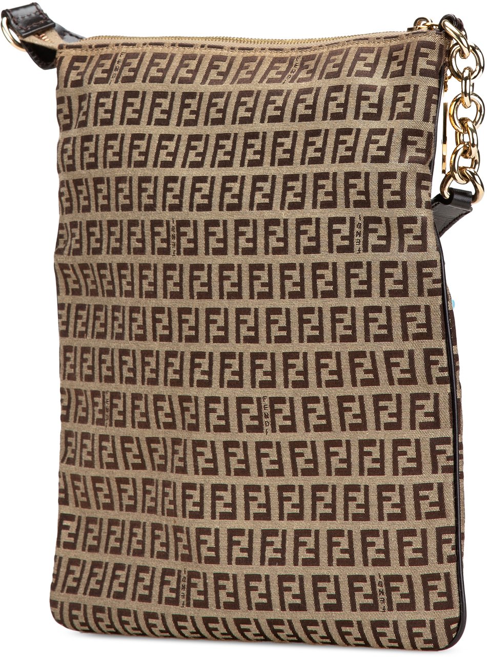 Fendi Zucchino Canvas Crossbody Bruin