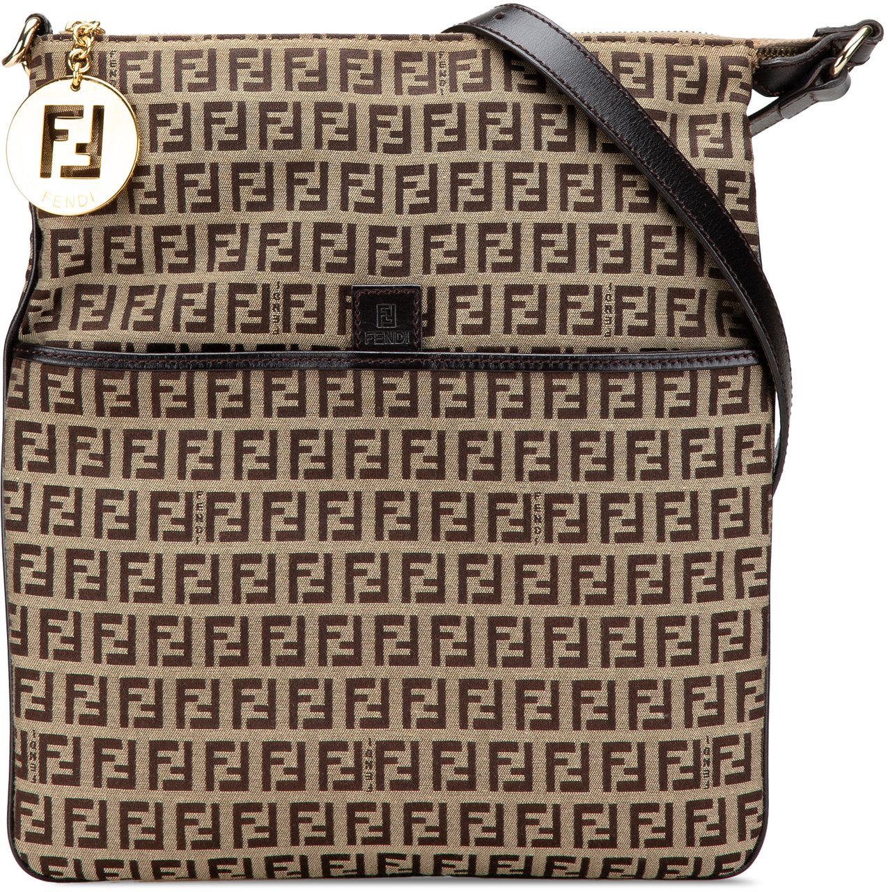 Fendi Zucchino Canvas Crossbody Bruin