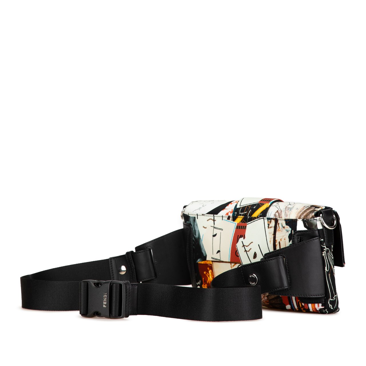 Fendi Nylon Karl Kollage Convertible Belt Baguette Wit