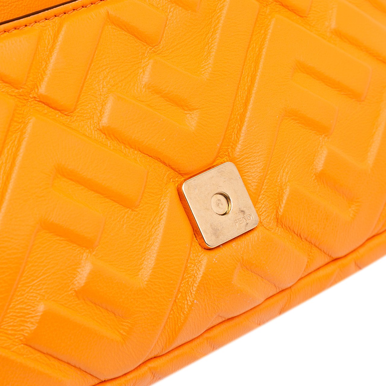 Fendi Mini Zucca Embossed Leather Baguette Satchel Oranje