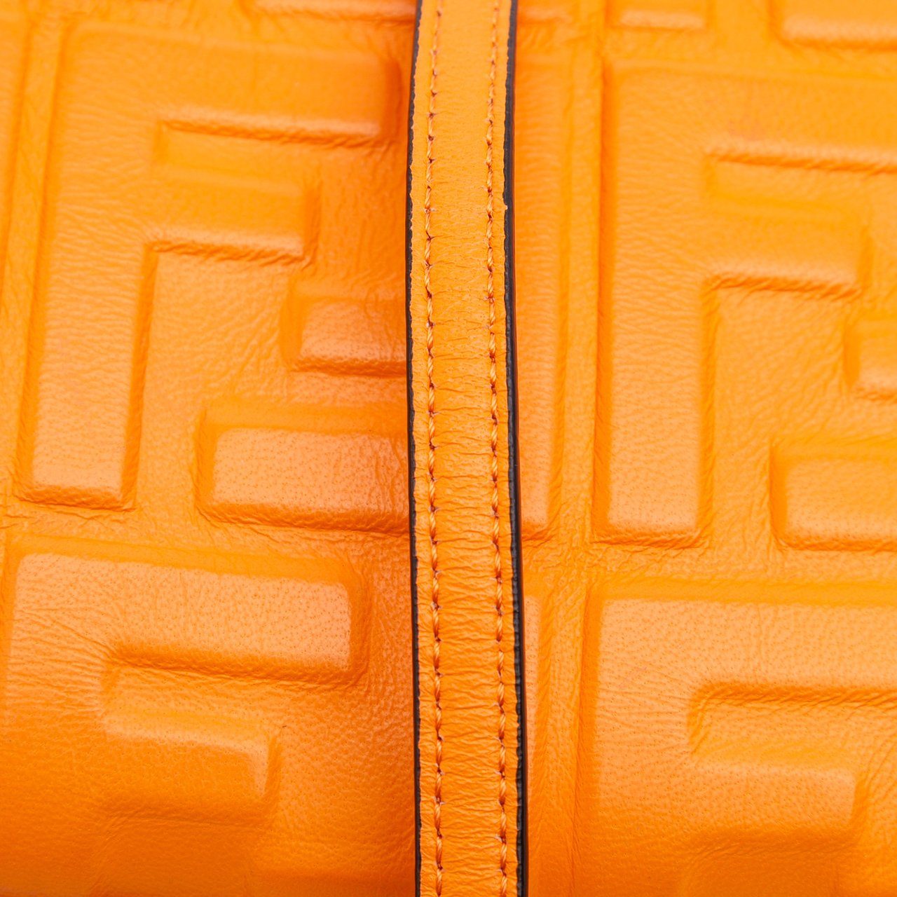 Fendi Mini Zucca Embossed Leather Baguette Satchel Oranje