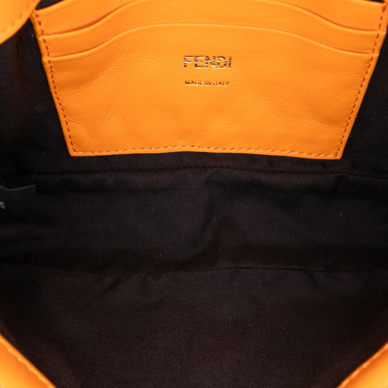Fendi Mini Zucca Embossed Leather Baguette Satchel Oranje