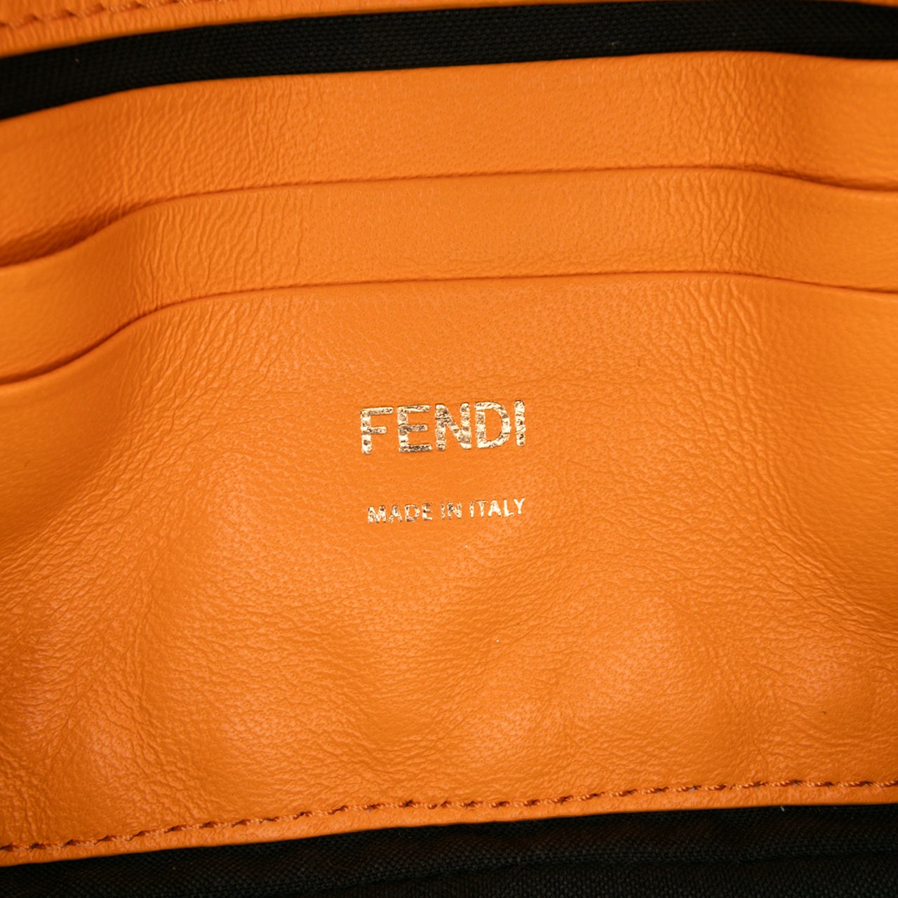 Fendi Mini Zucca Embossed Leather Baguette Satchel Oranje