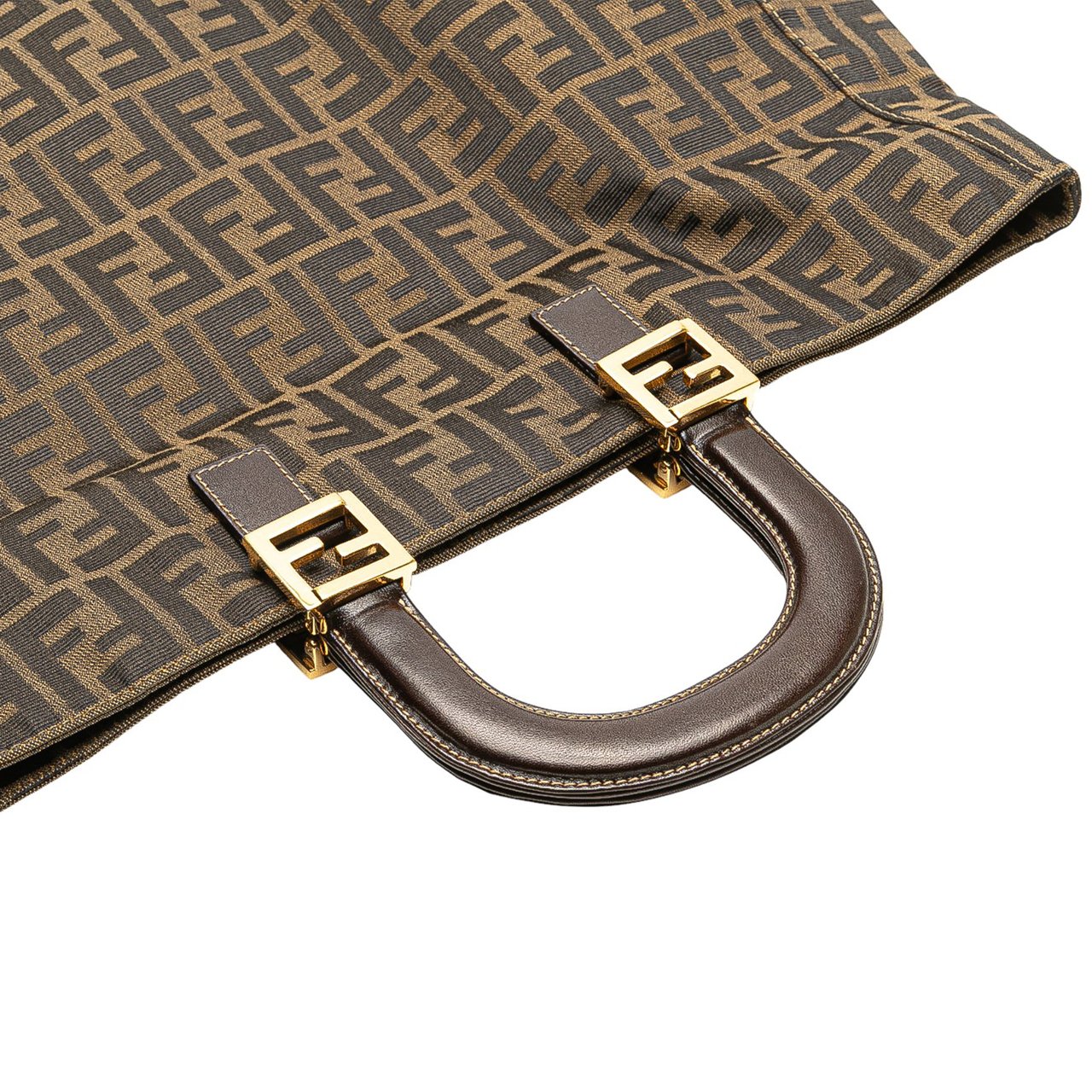 Fendi Large Zucca Canvas Twins Tote Bruin