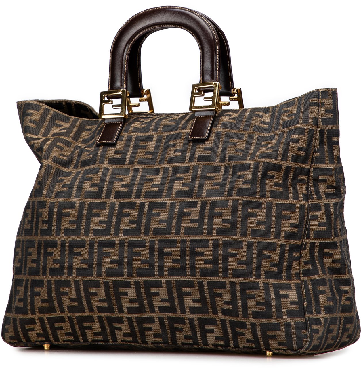 Fendi Large Zucca Canvas Twins Tote Bruin
