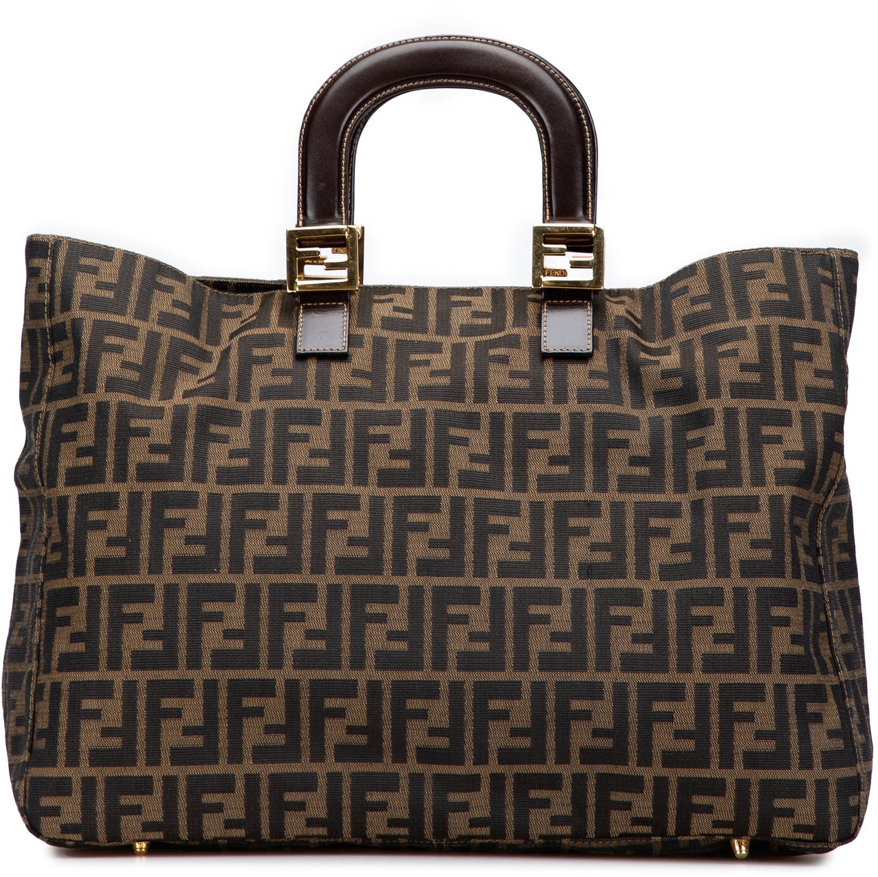 Fendi Large Zucca Canvas Twins Tote Bruin