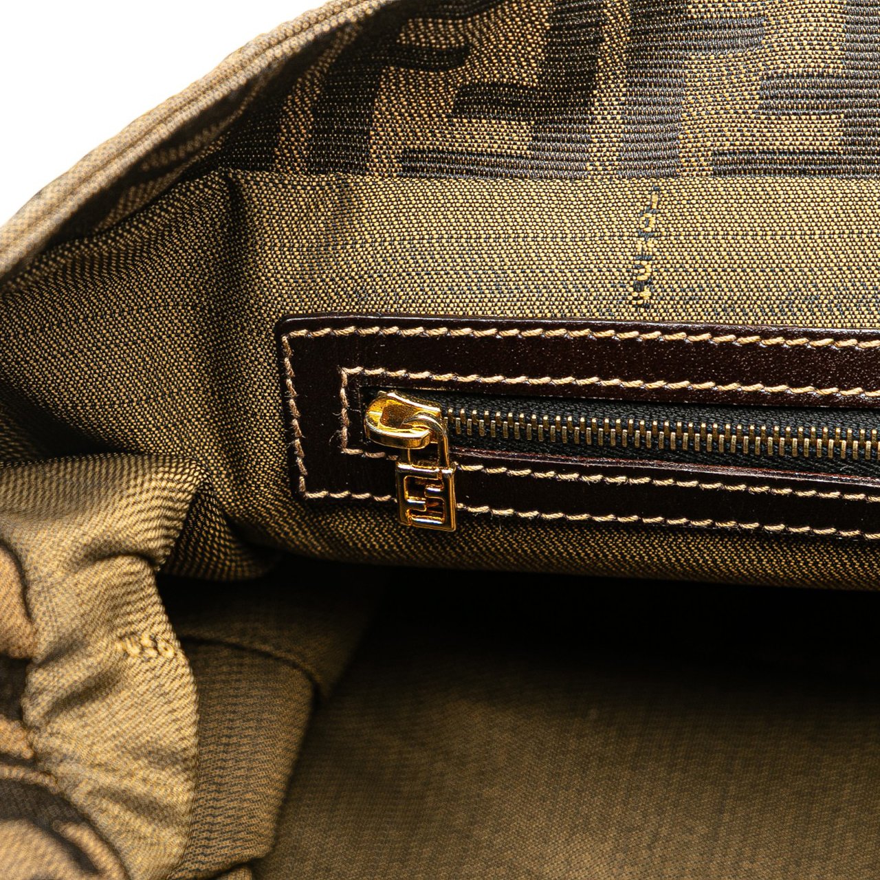 Fendi Large Zucca Canvas Twins Tote Bruin