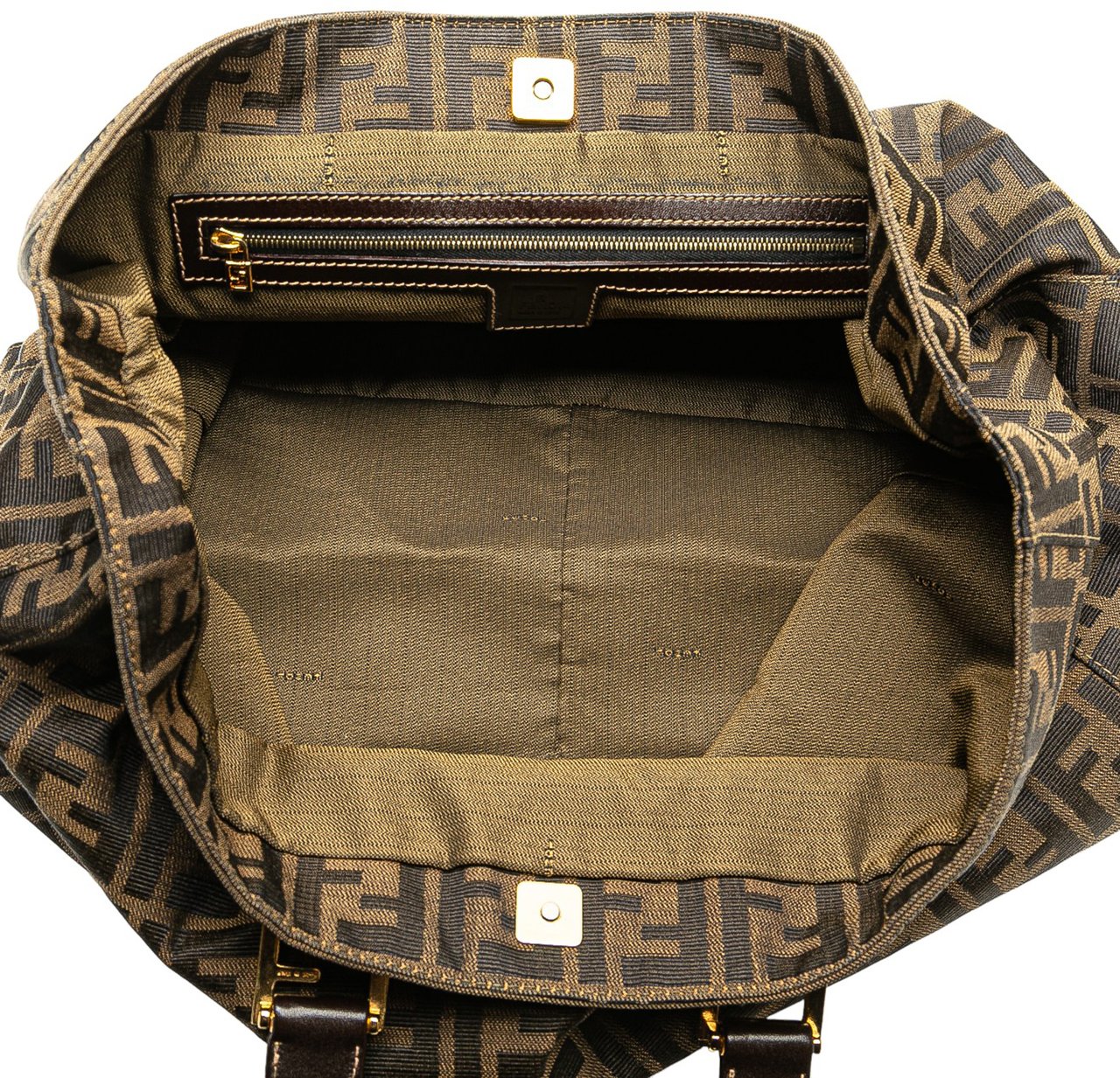 Fendi Large Zucca Canvas Twins Tote Bruin