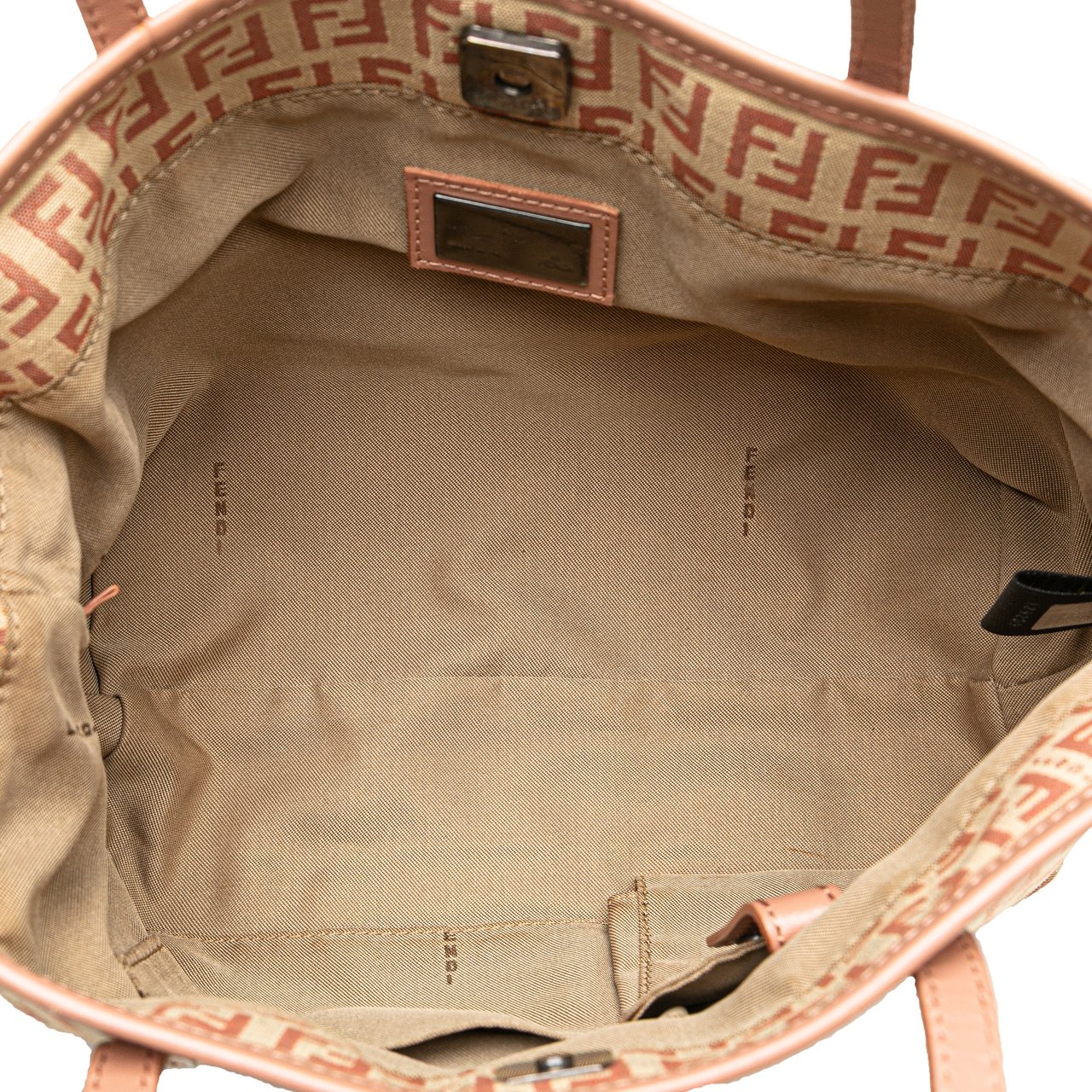 Fendi Zucchino Canvas Tote Bruin