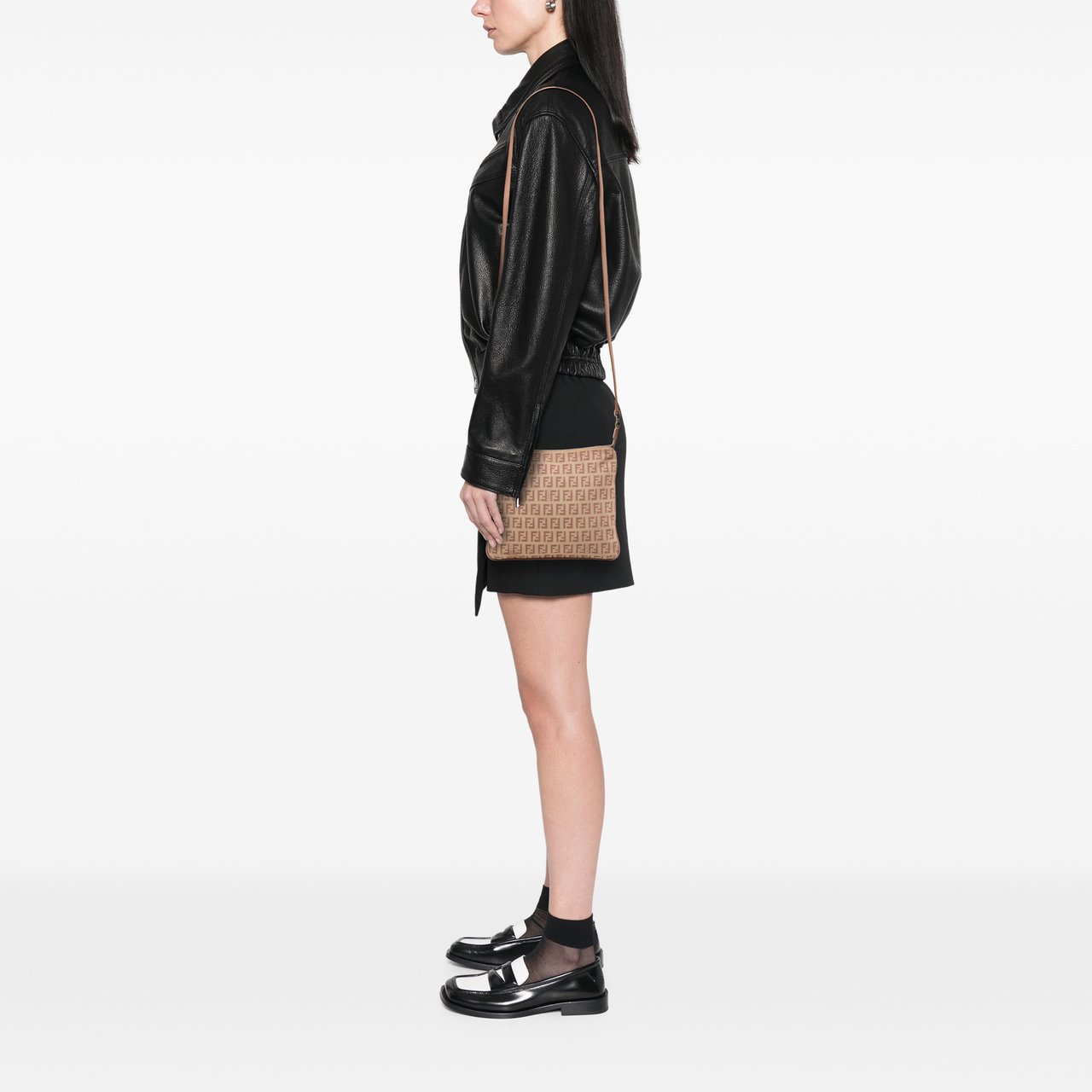 Fendi Zucchino Canvas Crossbody Bruin