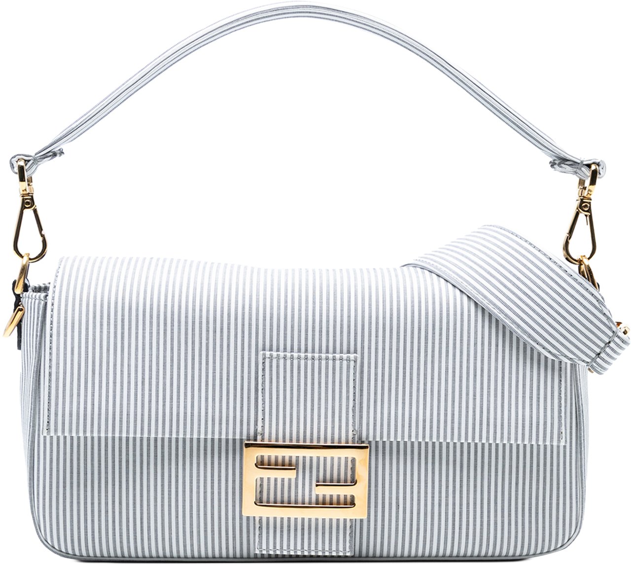 Fendi Striped Jersey Baguette Satchel Wit