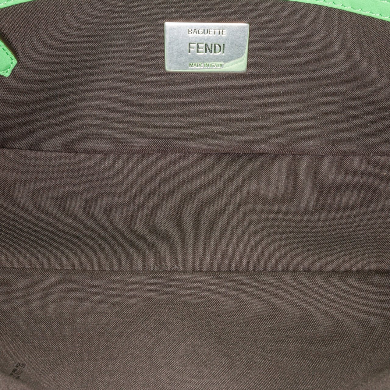 Fendi Zucca Embossed Stitched Leather Baguette Satchel Groen