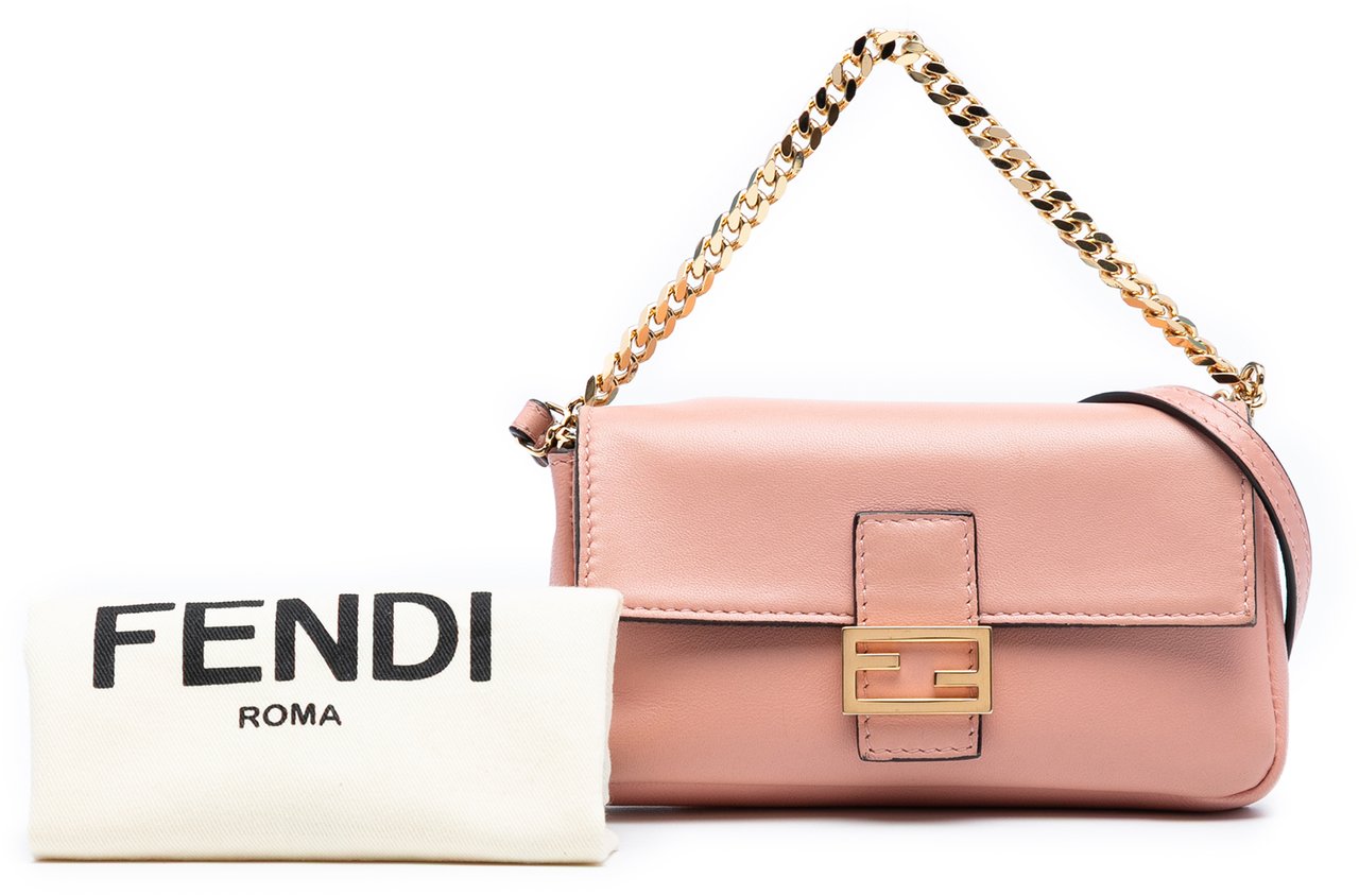 Fendi Micro Nappa Baguette Satchel Roze