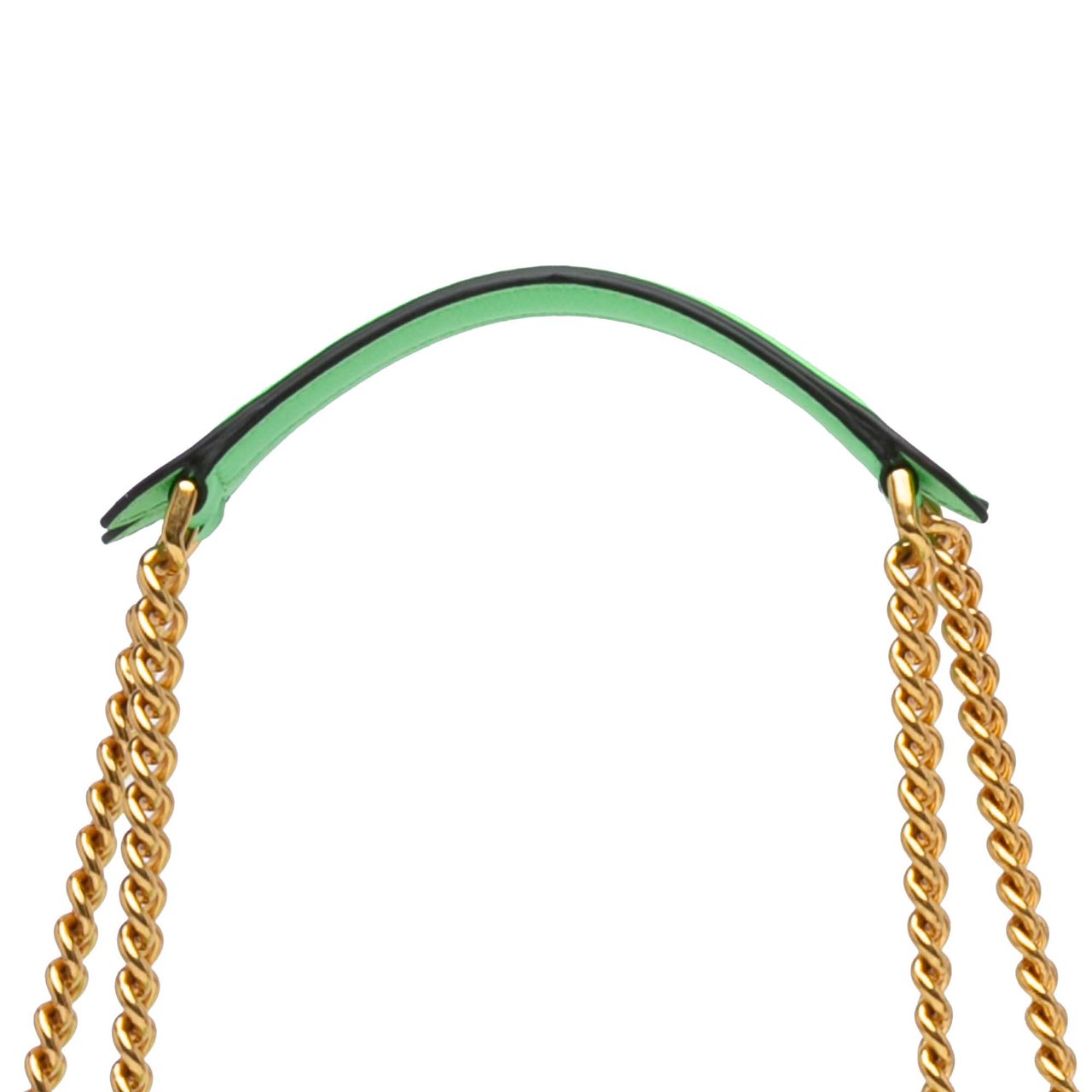 Fendi Zucca Embossed Leather Chain Midi Baguette Groen
