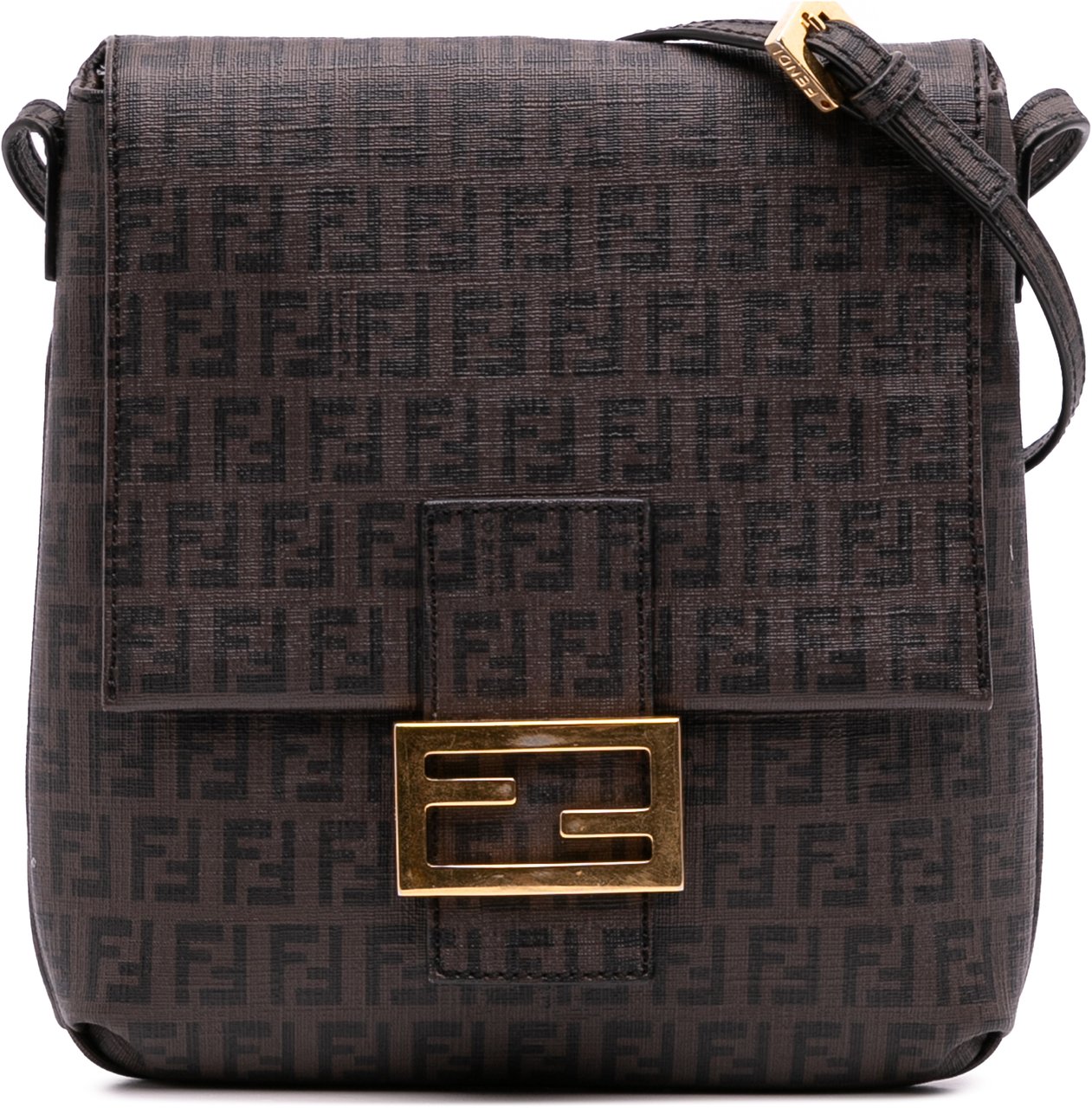 Fendi Zucchino Spalmati Crossbody Bruin