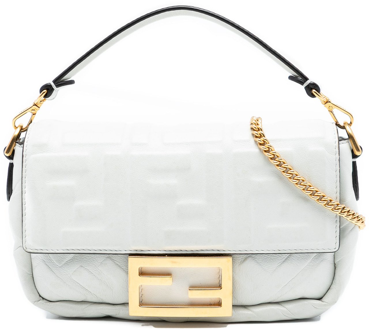 Fendi Mini Zucca Embossed Leather Baguette Satchel Wit