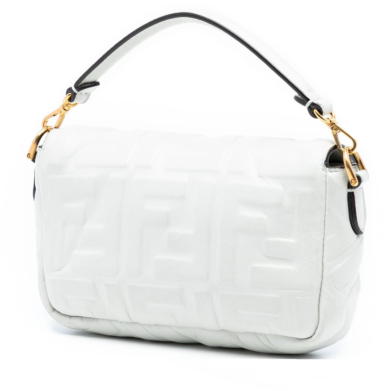 Fendi Mini Zucca Embossed Leather Baguette Satchel Wit