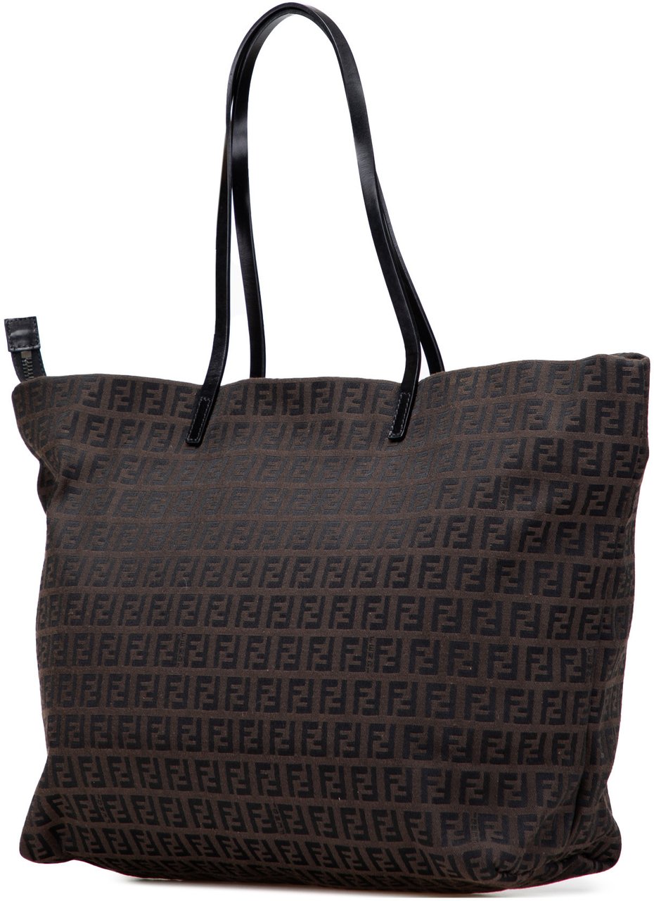 Fendi Small Zucchino Canvas Tote Bruin