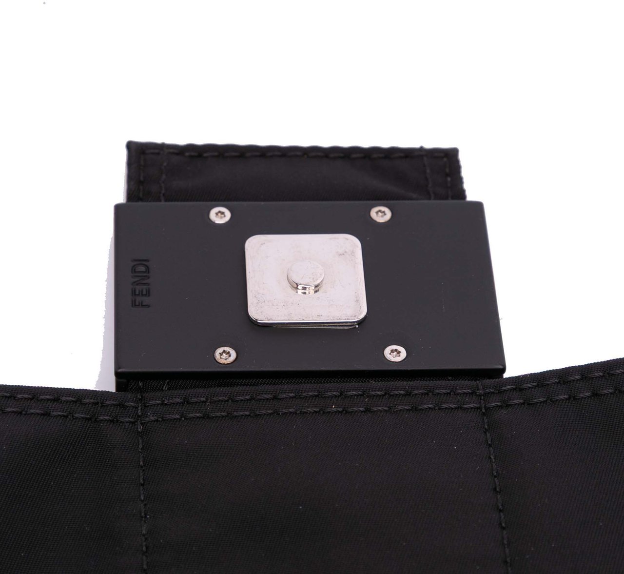Fendi Medium Econyl Nylon Baguette Crossbody Zwart