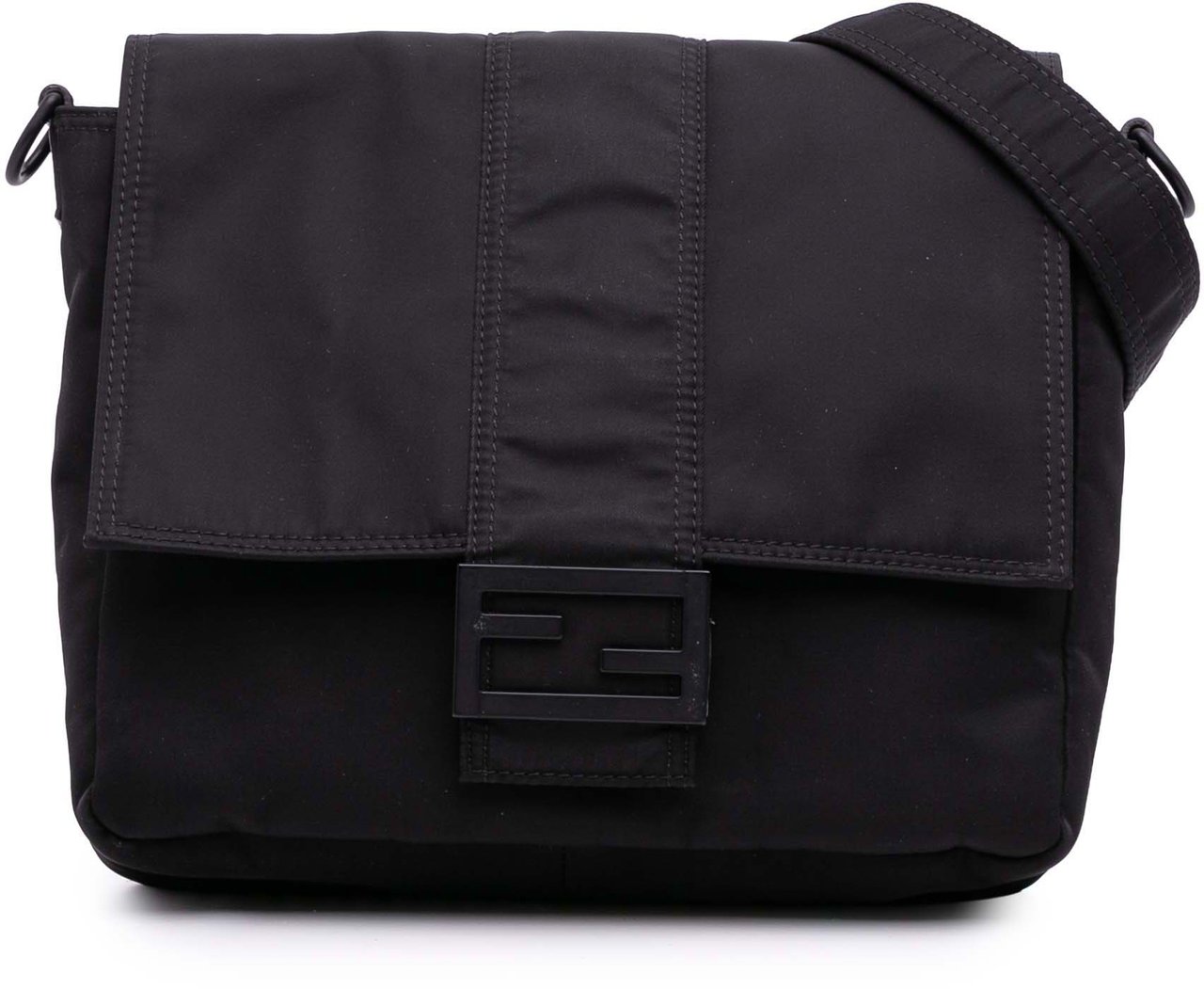 Fendi Medium Econyl Nylon Baguette Crossbody Zwart