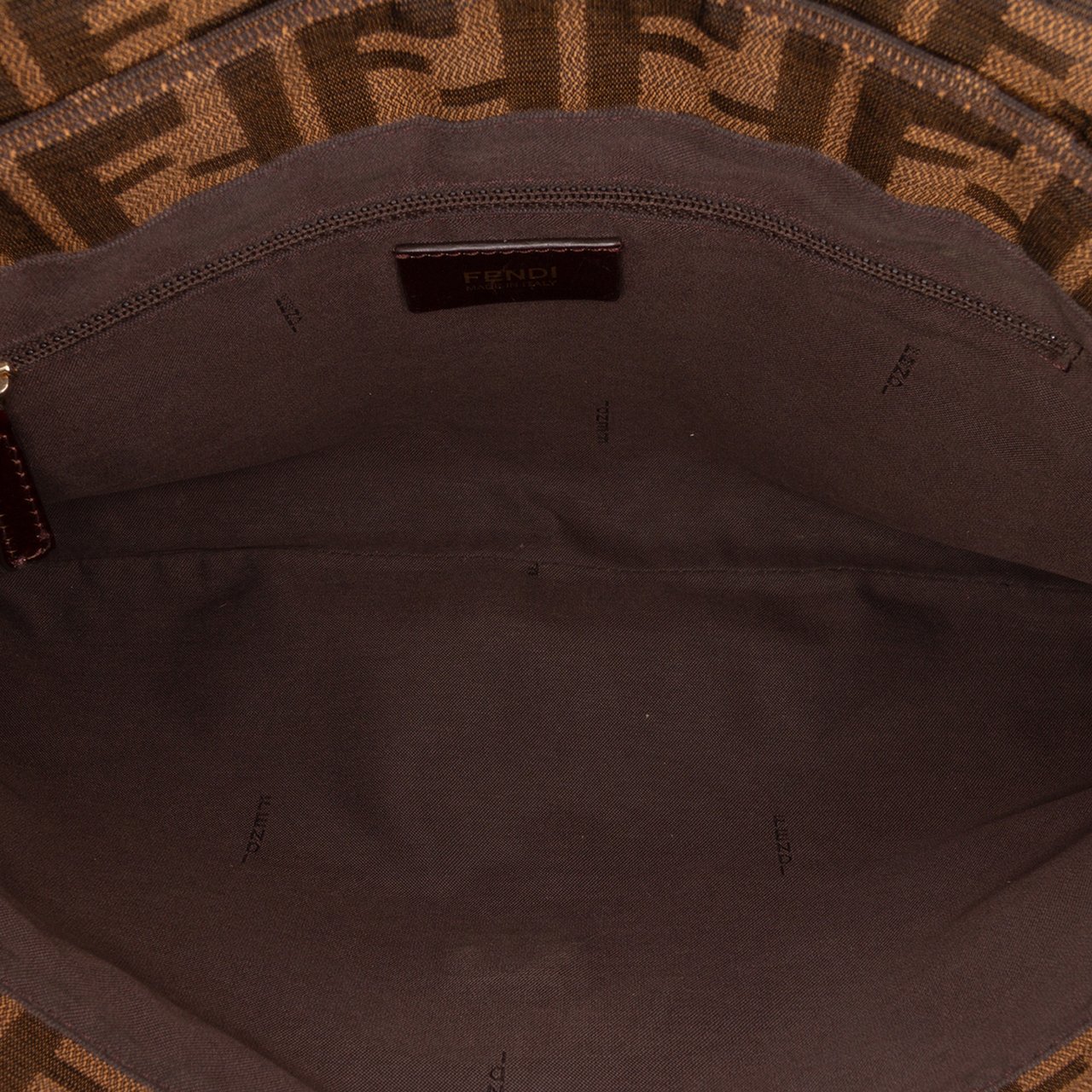 Fendi Large Zucca Canvas Mia Flap Shoulder Bag Bruin