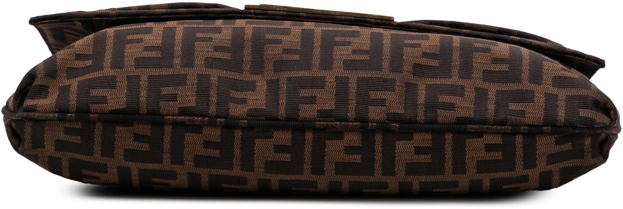 Fendi Large Zucca Canvas Mia Flap Shoulder Bag Bruin