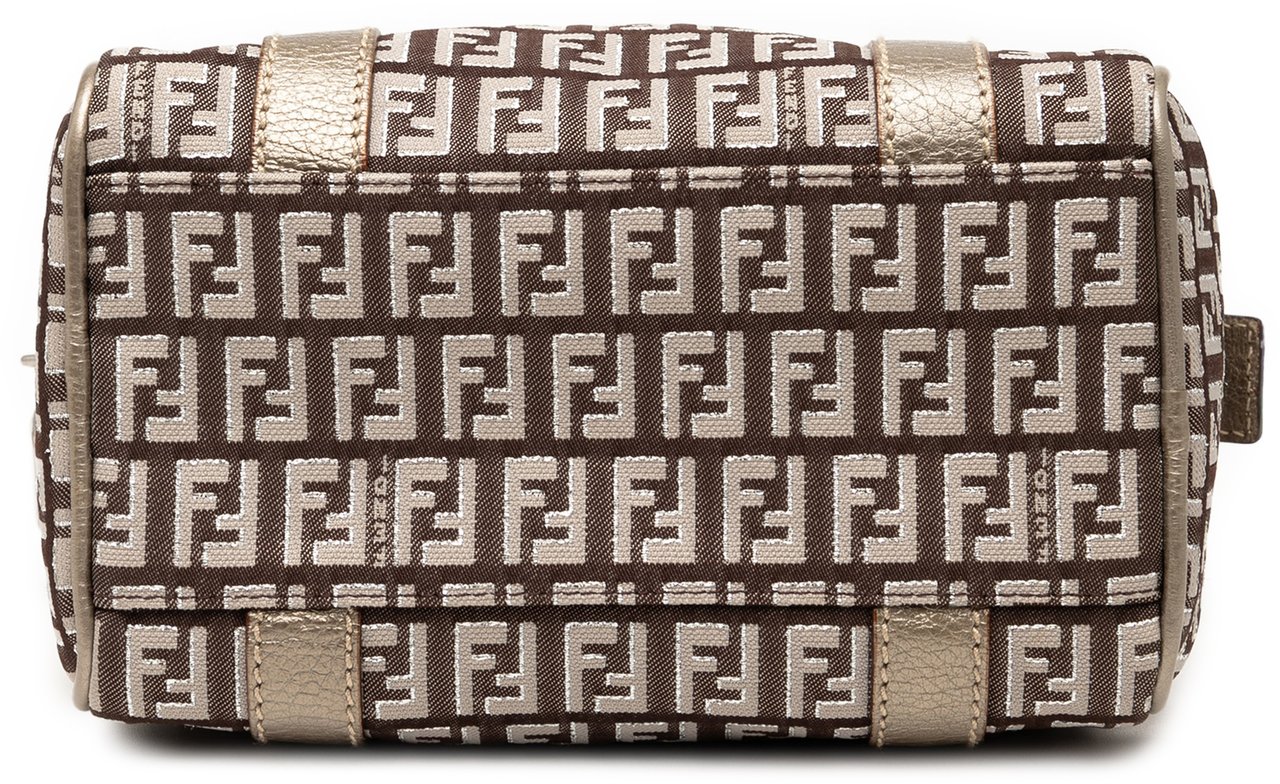 Fendi Mini Zucchino Canvas Forever Bauletto Boston Bag Bruin