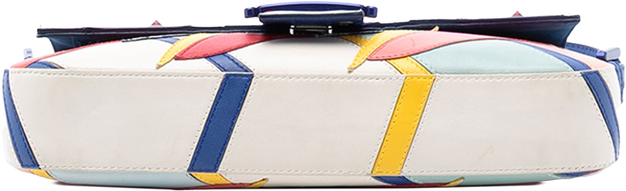Fendi Patchwork Leather QuTweet Bird Baguette Blauw