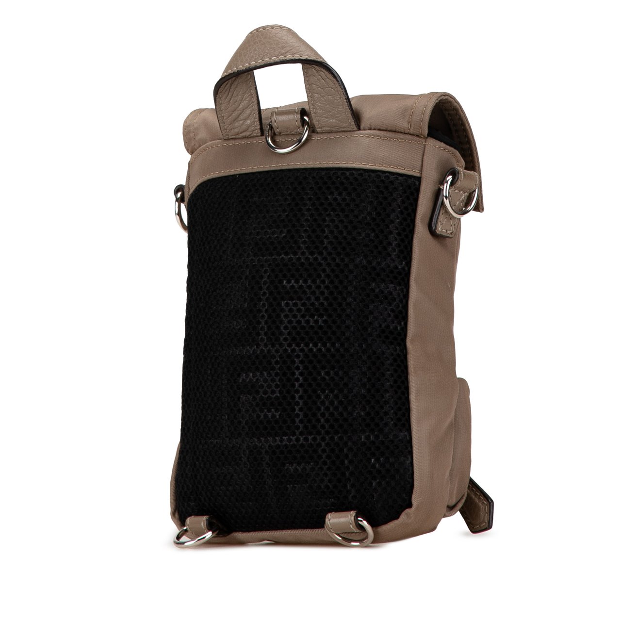 Fendi Mini Fendiness Nylon Convertible Backpack Bruin