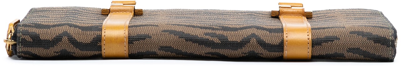 Fendi Zebra Print Canvas Twins Handbag Bruin