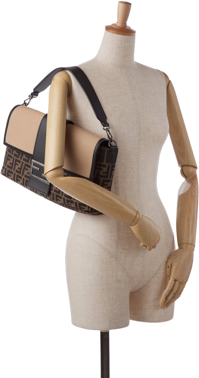 Fendi Large Zucca Canvas Convertible Belt Baguette Bruin
