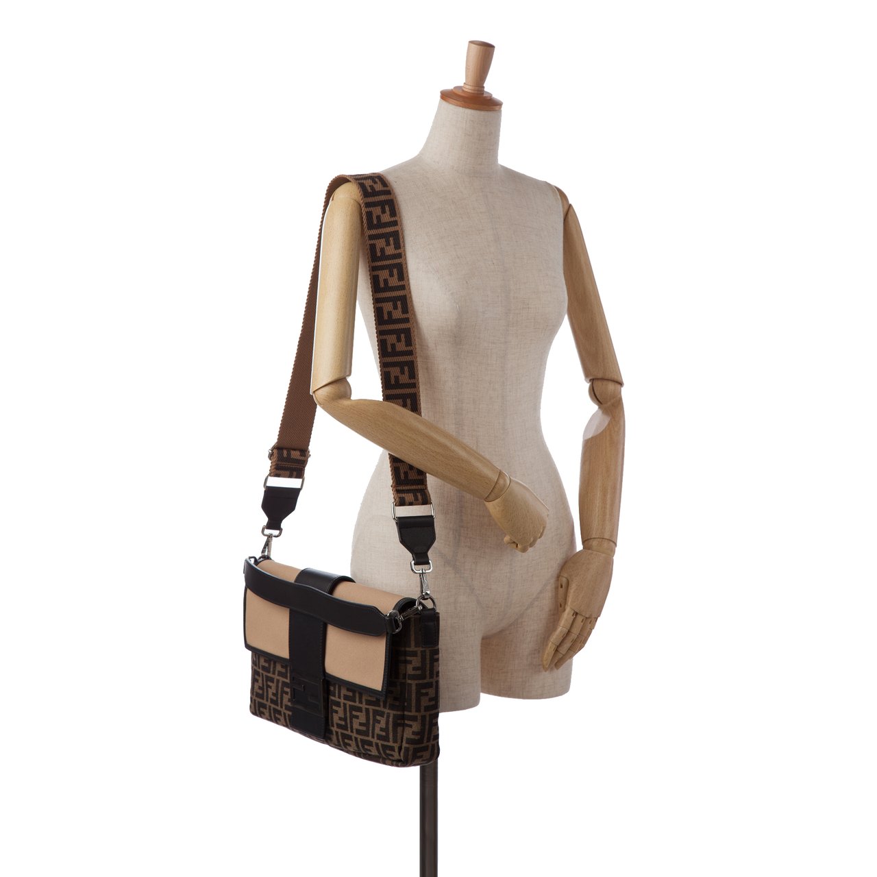 Fendi Large Zucca Canvas Convertible Belt Baguette Bruin