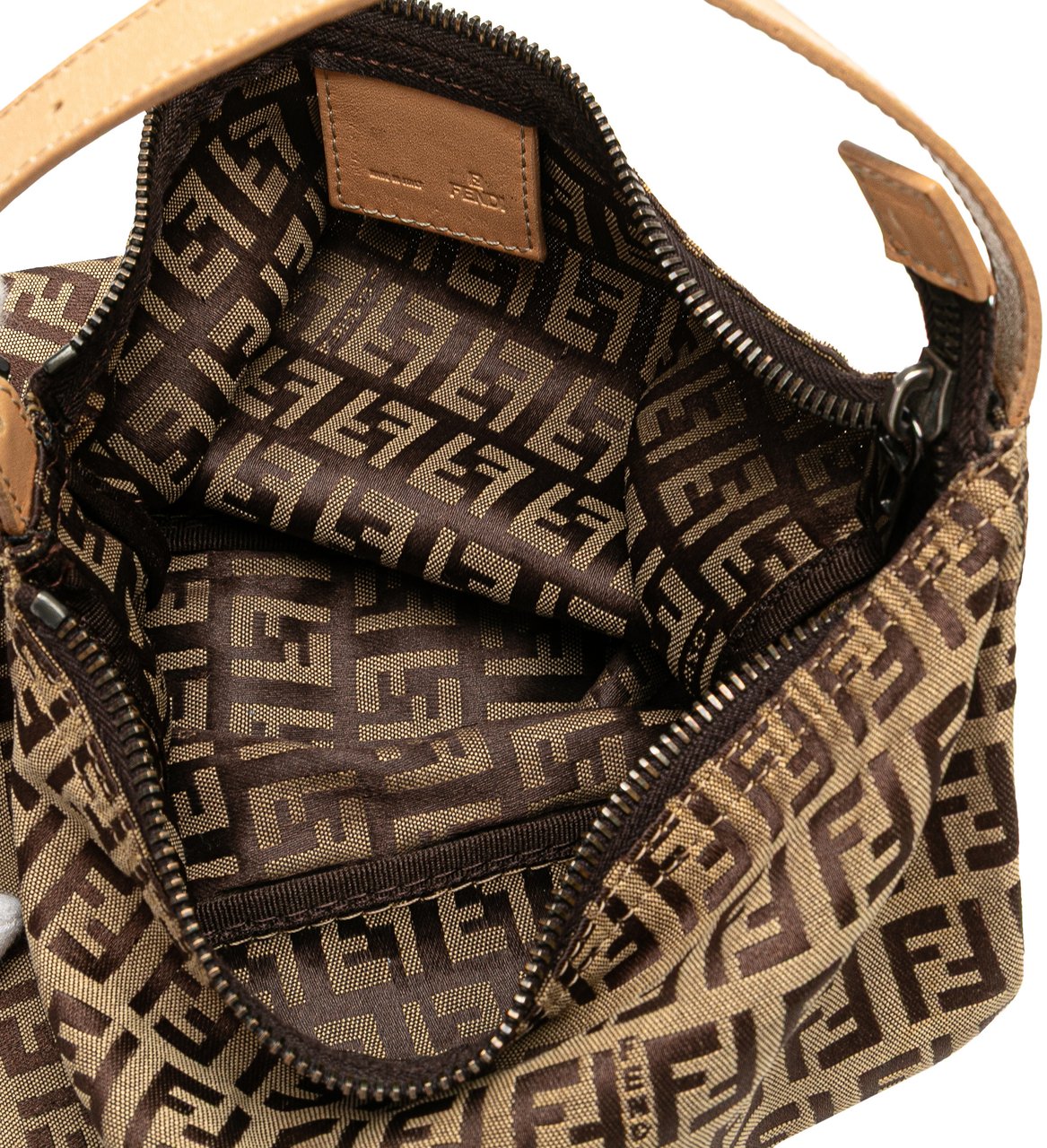 Fendi Zucchino Canvas Handbag Bruin