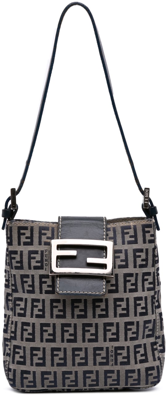 Fendi Zucchino Canvas Shoulder Bag Grijs