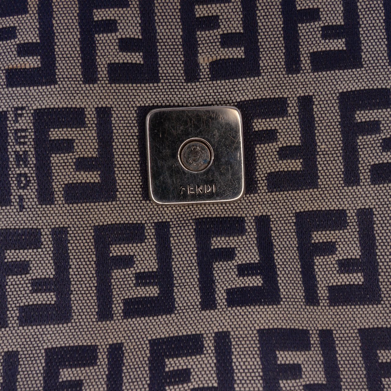 Fendi Zucchino Canvas Shoulder Bag Grijs