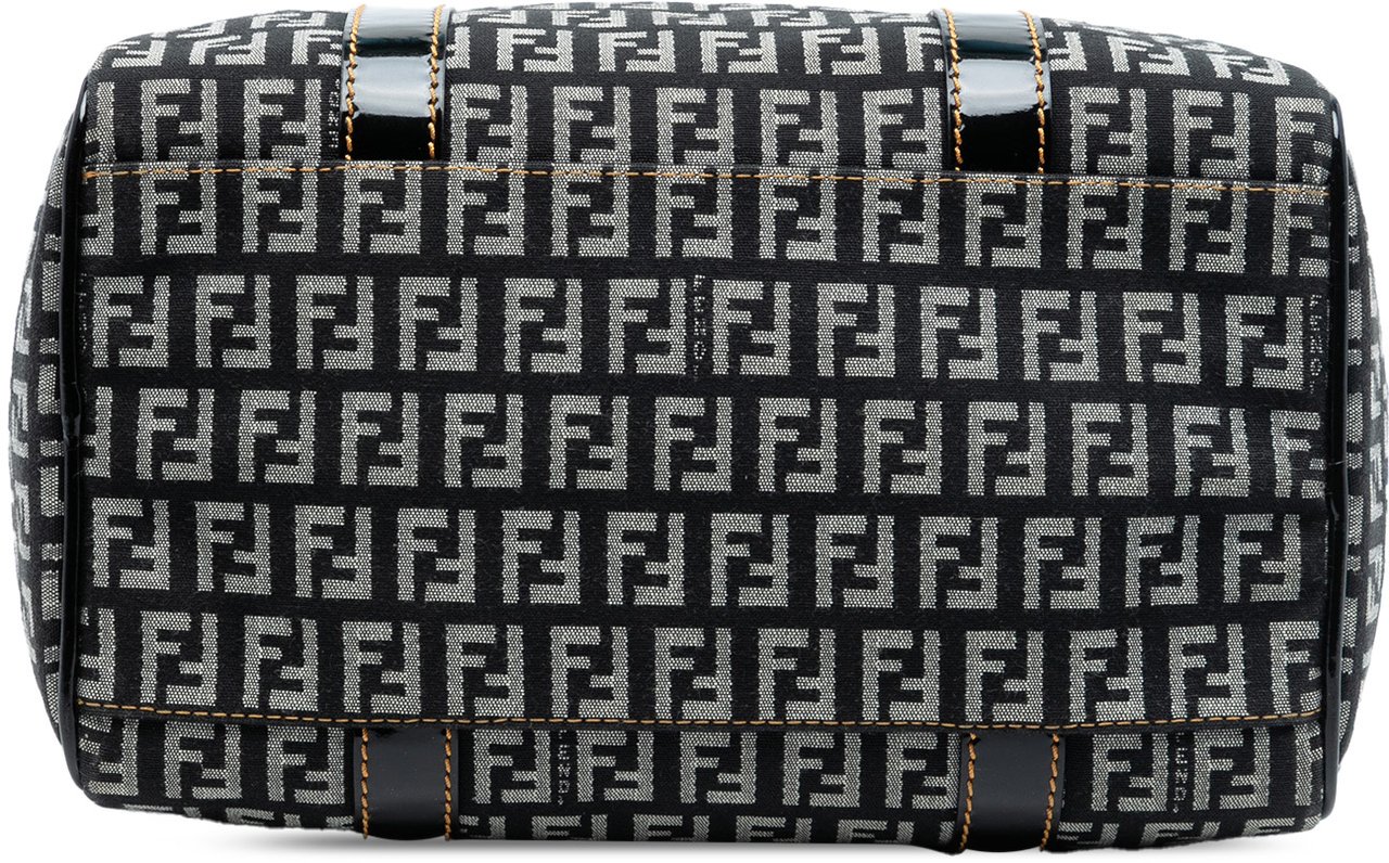 Fendi Small Zucchino Canvas Forever Bauletto Boston Bag Zwart