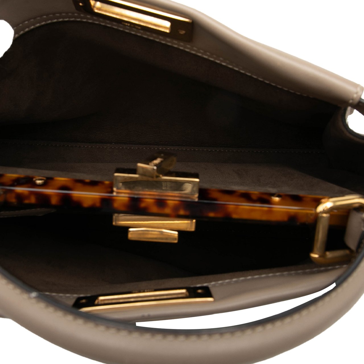 Fendi Medium Leather Selleria Peekaboo Iconic Satchel Bruin