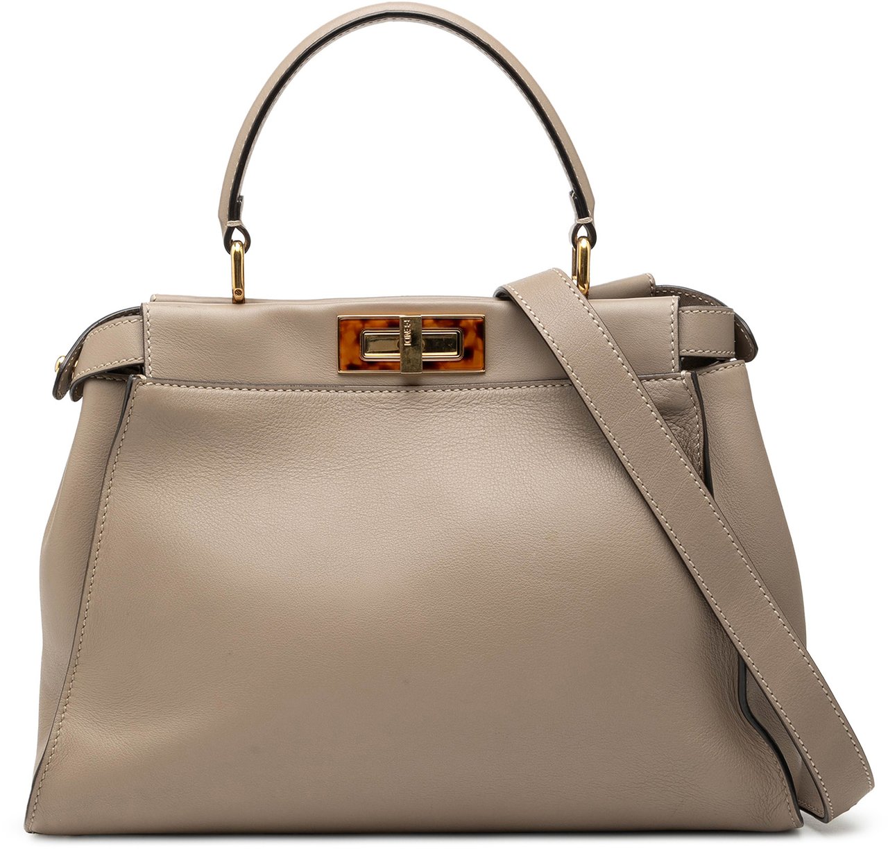 Fendi Medium Leather Selleria Peekaboo Iconic Satchel Bruin