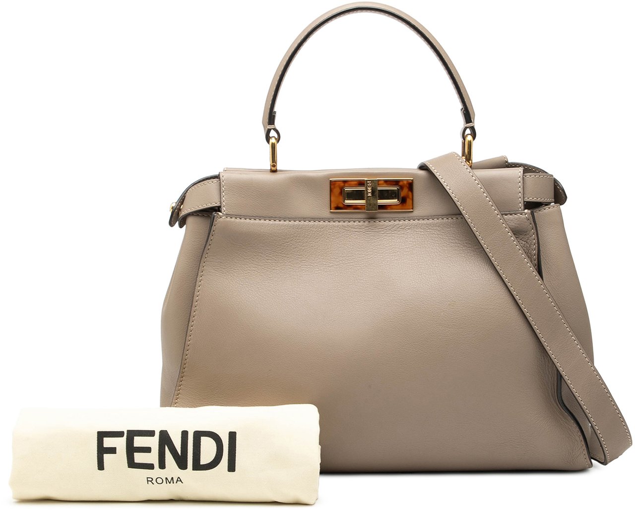 Fendi Medium Leather Selleria Peekaboo Iconic Satchel Bruin