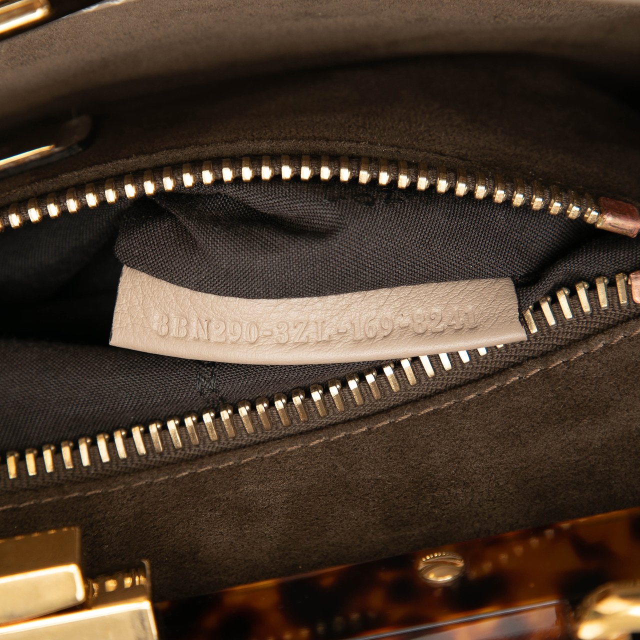 Fendi Medium Leather Selleria Peekaboo Iconic Satchel Bruin