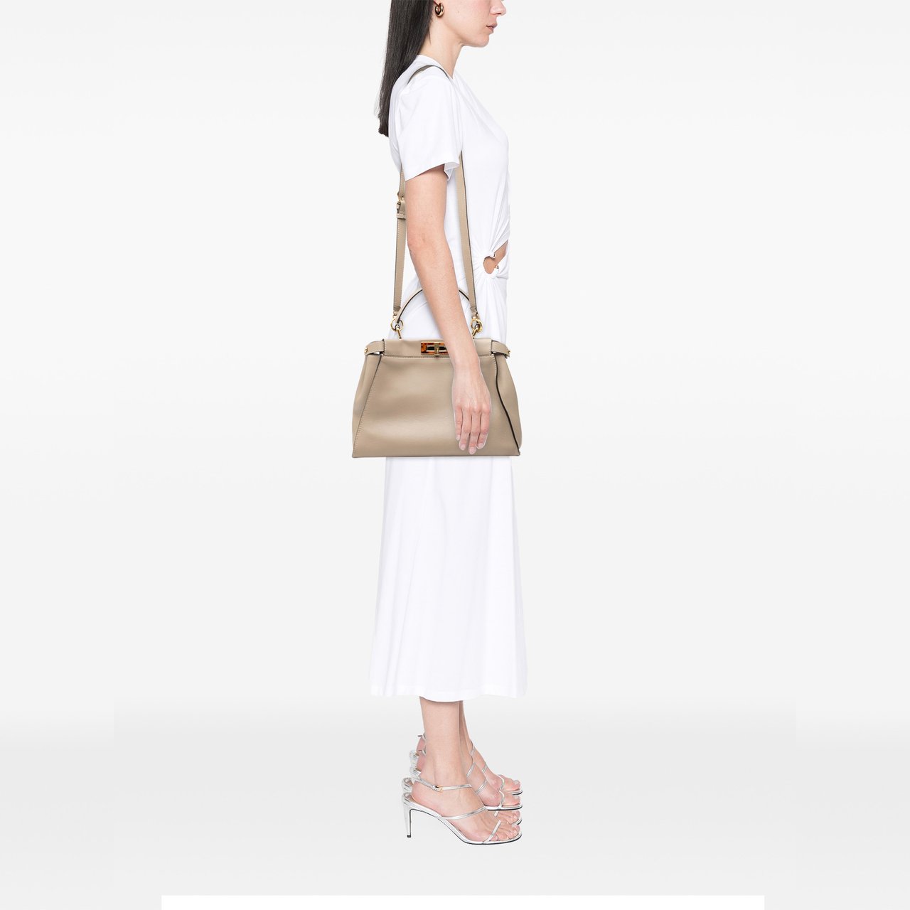 Fendi Medium Leather Selleria Peekaboo Iconic Satchel Bruin