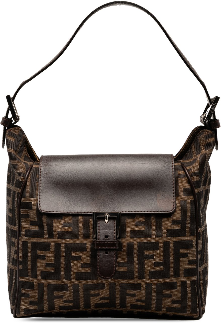 Fendi Zucca Canvas Shoulder Bag Bruin