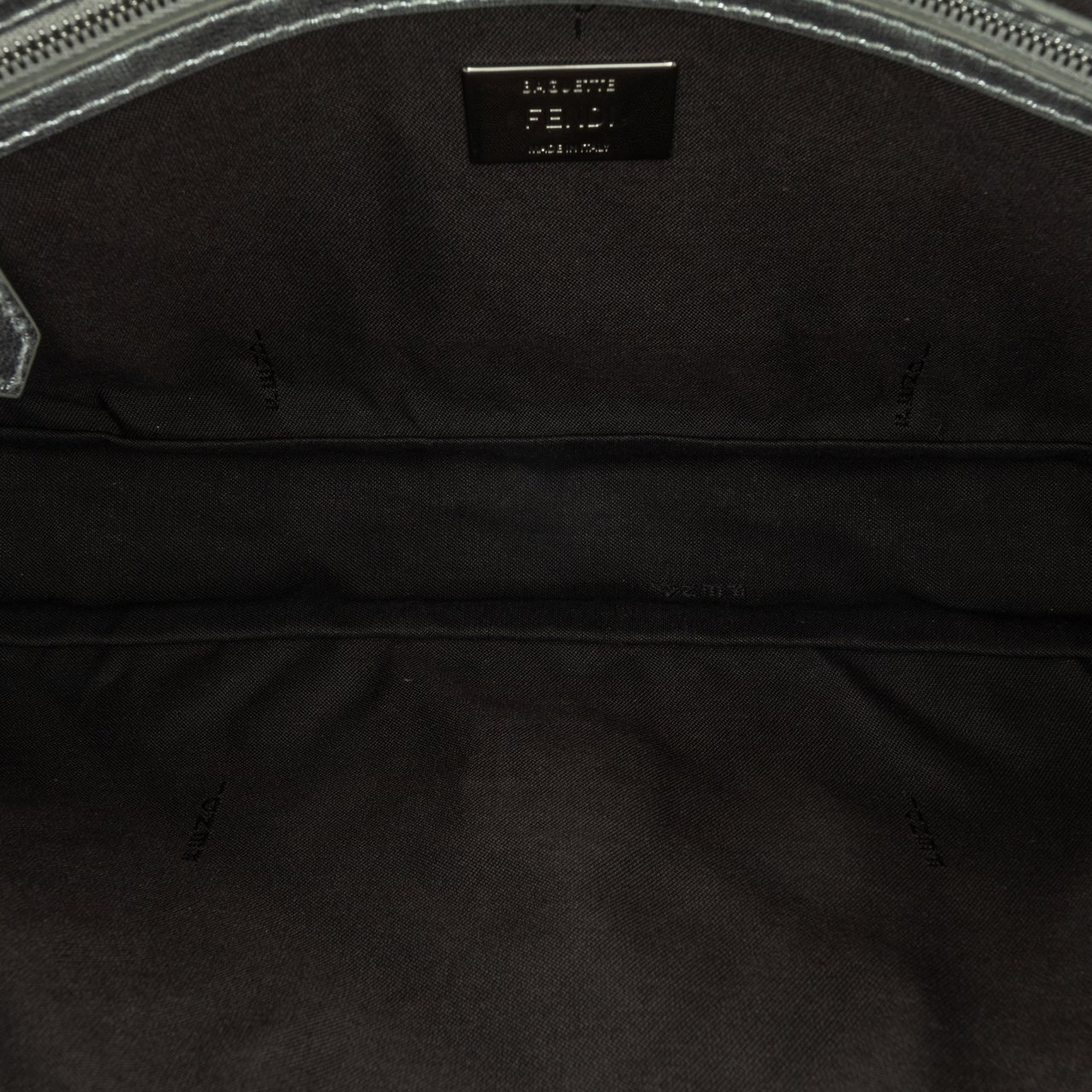Fendi Large Zucca Embossed Leather Baguette Satchel Zilver