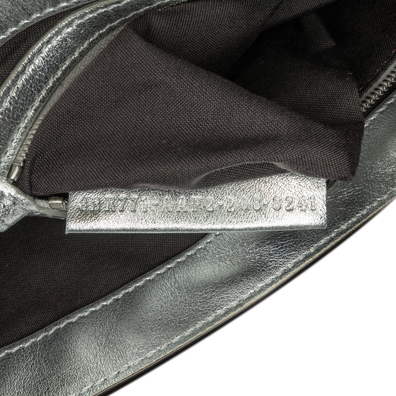 Fendi Large Zucca Embossed Leather Baguette Satchel Zilver