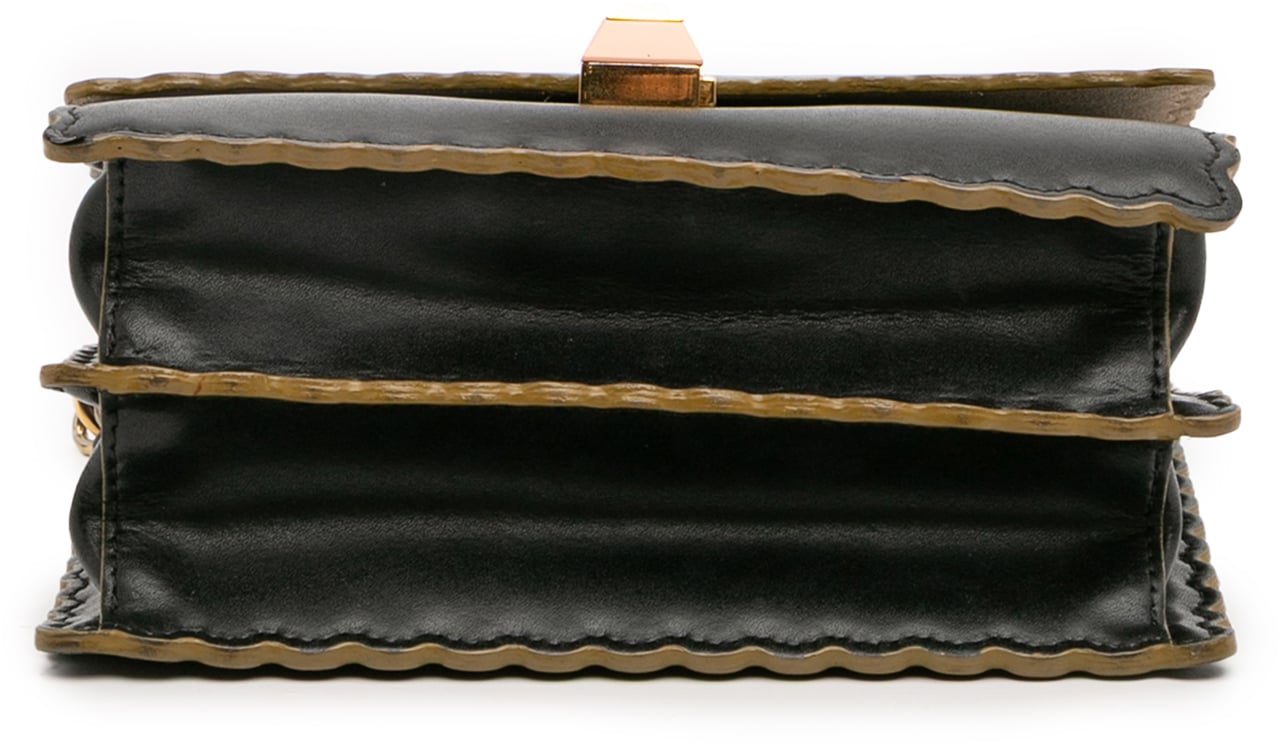 Fendi Small Scalloped Leather Kan I Crossbody Zwart