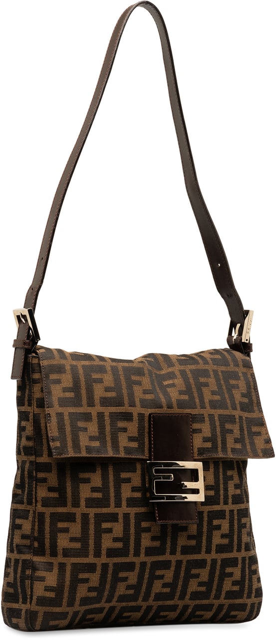 Fendi Zucca Canvas Shoulder Bag Bruin