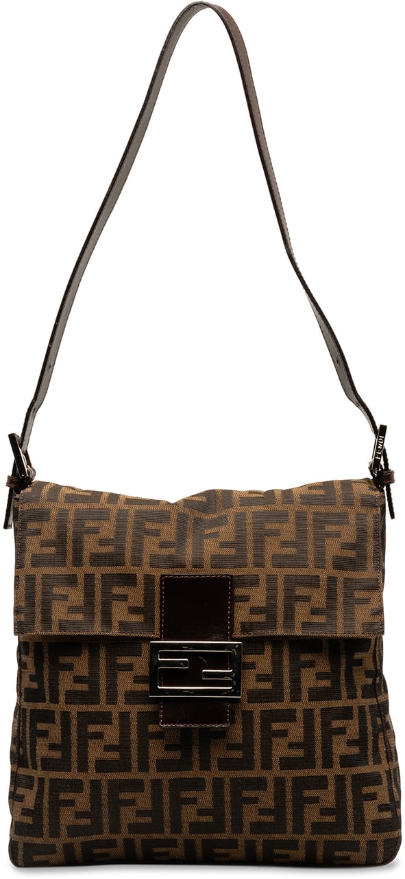Fendi Zucca Canvas Shoulder Bag Bruin