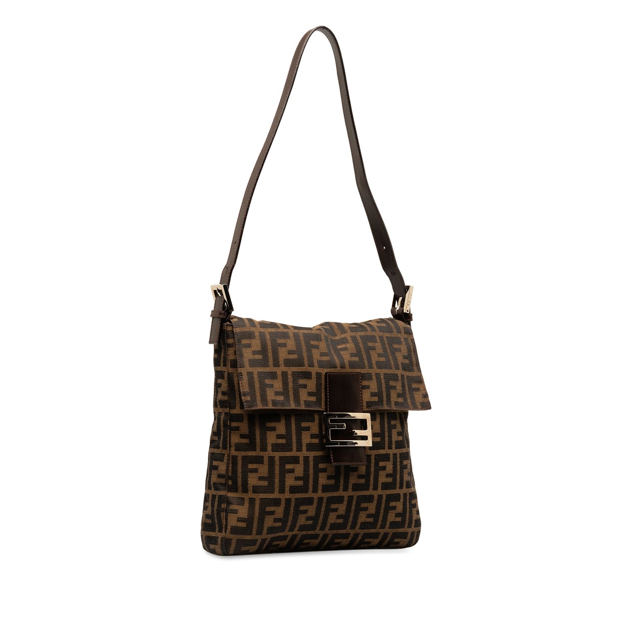 Fendi Zucca Canvas Shoulder Bag Bruin