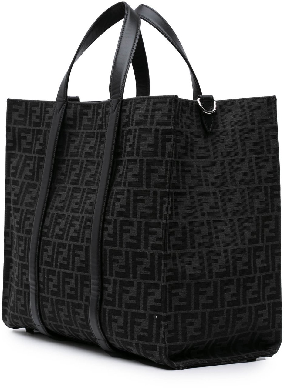 Fendi Large Zucca Jacquard Shopper Tote Zwart